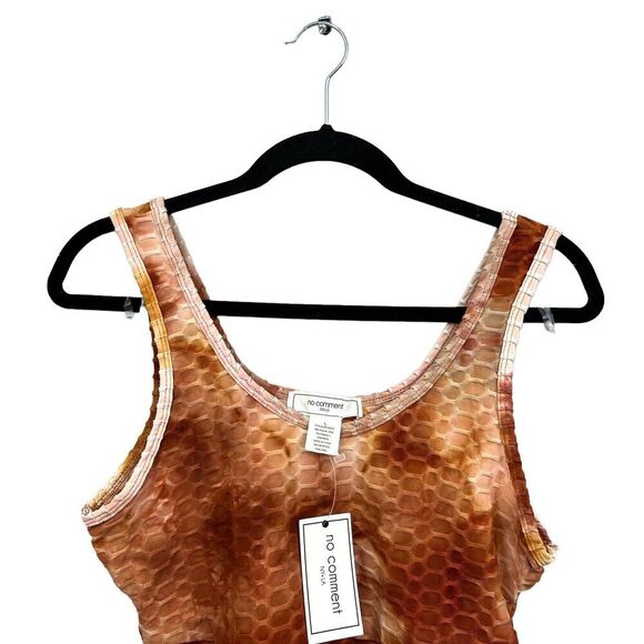 No Comment Crop Tank Top Stretch Scoop Neck Textured Copper Orange Women Size L - Picture 2 of 5